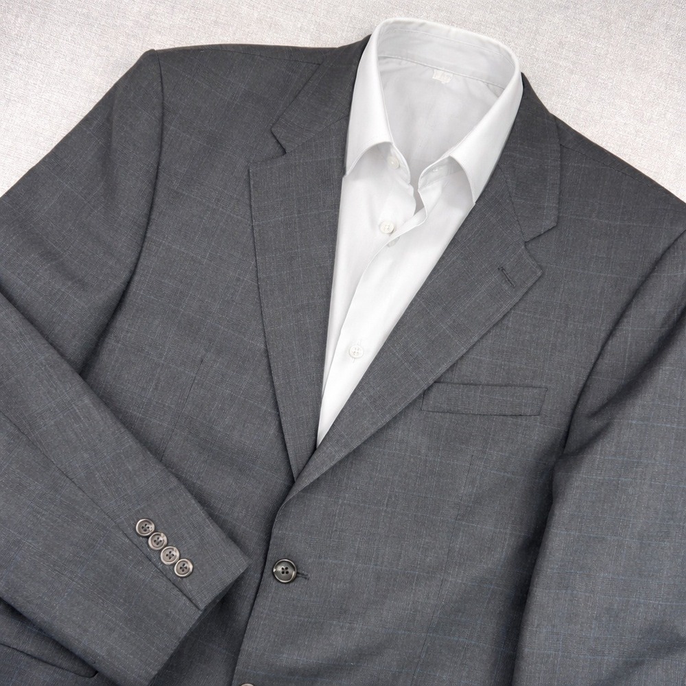 VTG Y2K‎ Lauren Ralph Lauren Wool Blazer Sport Coat Men 44R Gray Windowpane Prep